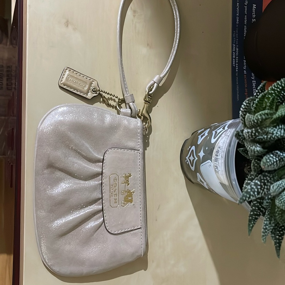 Wristlet Gold Wallet: No stain/smell. Clean as seen on photos. No tear/wear